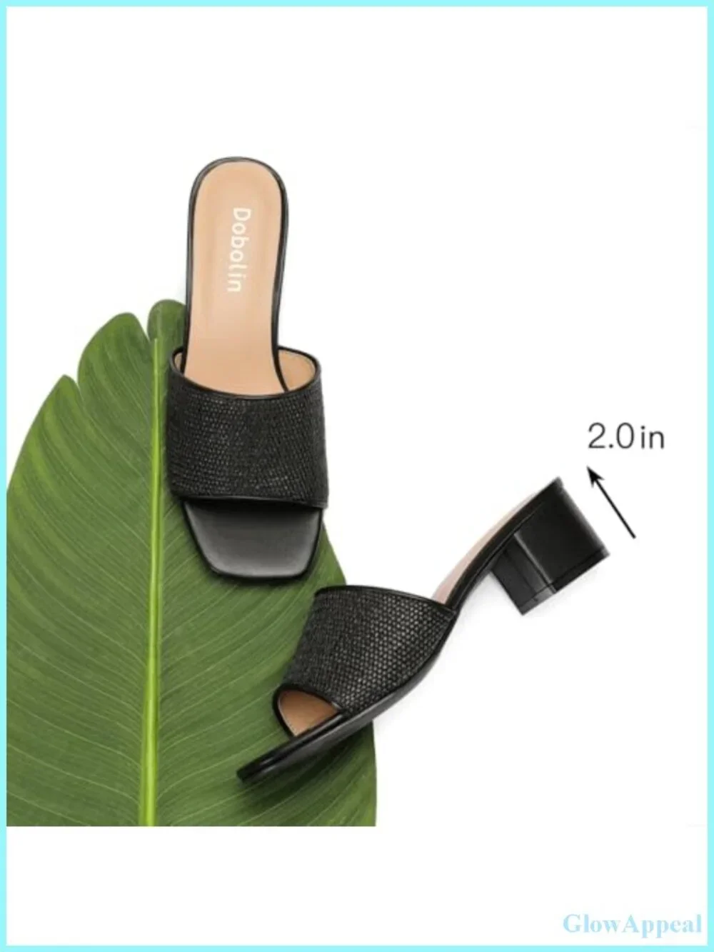 Woven Square Toe Block Heel Slip On Sandals Summer Beach Mules